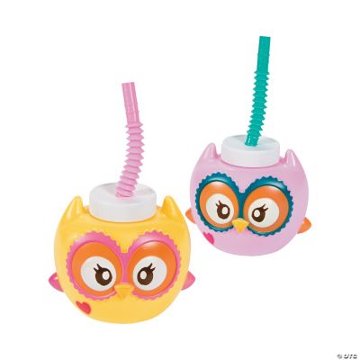 Molded You’re A Hoot Cups With Lids & Straws