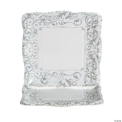Silver Swirl Wedding Dessert Plates