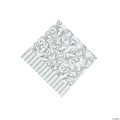 Silver Swirl Beverage Napkins