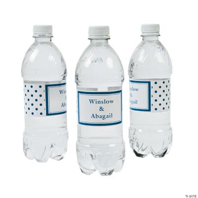 Personalized Blue Polka Dot Water Bottle Labels