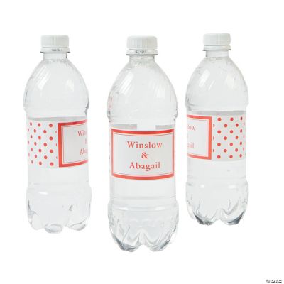 Personalized Orange Polka Dot Water Bottle Labels