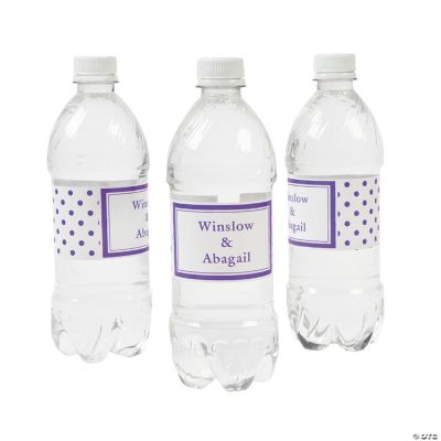 Personalized Purple Polka Dot Water Bottle Labels