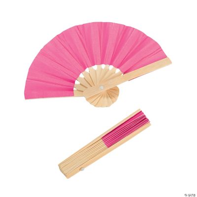 Mini Hot Pink Bamboo Fans