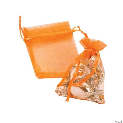 Mini Orange Drawstring Bags