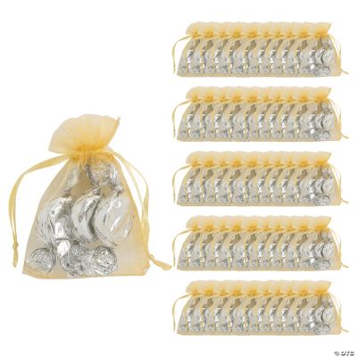 Mini Gold Organza Drawstring Bags