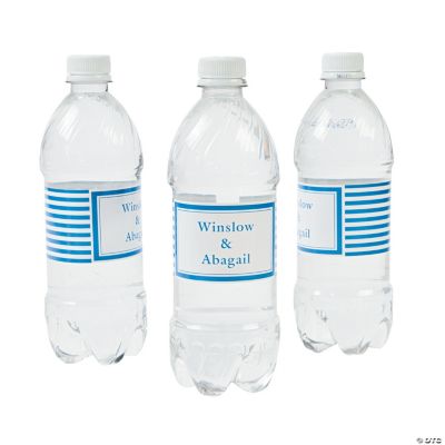 Personalized Blue Striped Water Bottle Labels