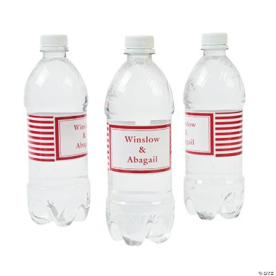 Personalized Red Striped Water Bottle Labels