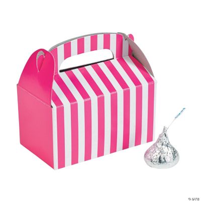 Mini Hot Pink Striped Treat Boxes
