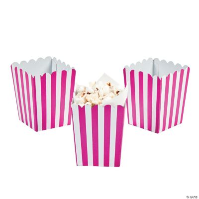 Mini Hot Pink Striped Popcorn Boxes