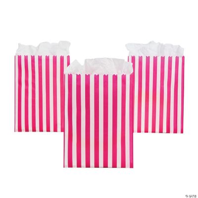 Hot Pink Striped Treat Bags