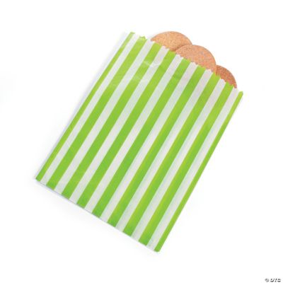 Lime Green Striped Treat Bags