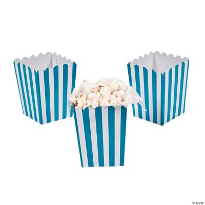 Mini Turquoise Striped Popcorn Boxes