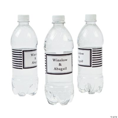 Personalized Black Striped Water Bottle Labels