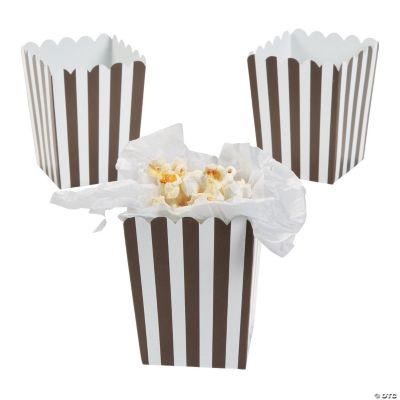 Mini Chocolate Brown Striped Popcorn Boxes