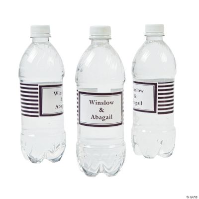 Personalized Chocolate Brown Striped Water Bottle Labels