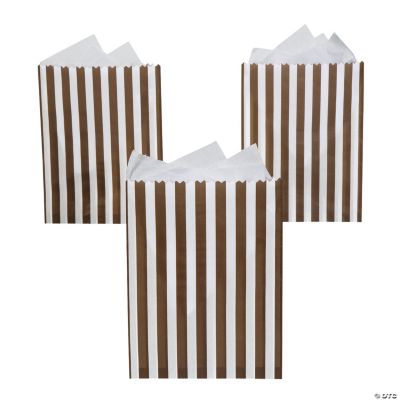 Chocolate Brown Striped Treat Bags