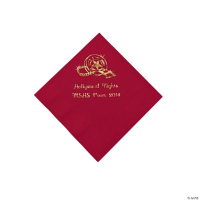 Personalized Movie Night Red Beverage Napkins