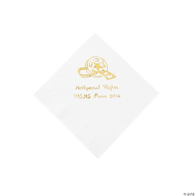 Personalized Movie Night White Beverage Napkins