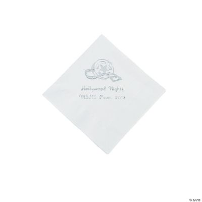 Personalized Movie Night White Beverage Napkins