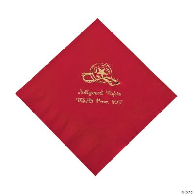 Personalized Movie Night Red Lunch Napkins