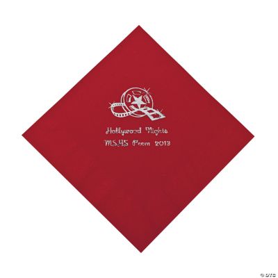 Personalized Movie Night Red Lunch Napkins
