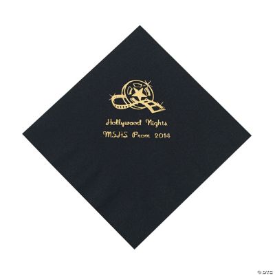 Personalized Movie Night Black Lunch Napkins