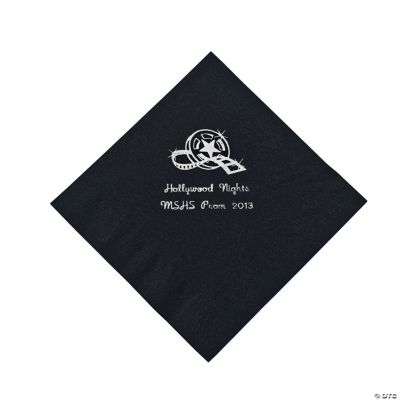 Personalized Movie Night Black Lunch Napkins