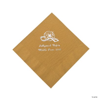 Personalized Movie Night Gold Lunch Napkins