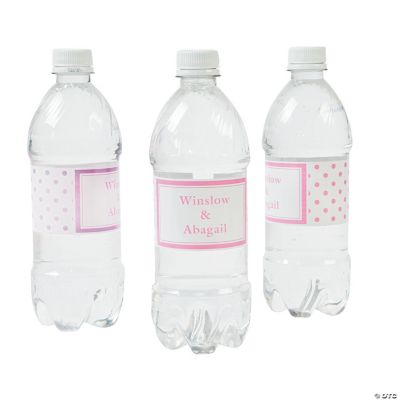 Personalized Candy Pink Polka Dot Water Bottle Labels