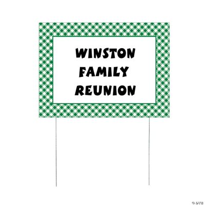 Personalized Green Gingham Yard Sign