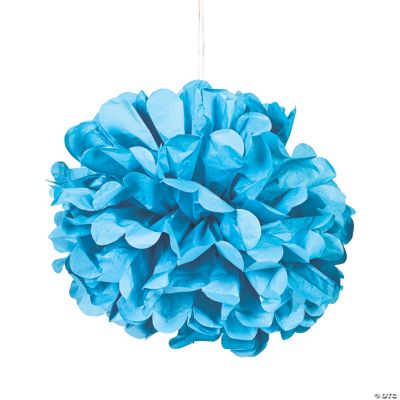 Light Blue Pom-Pom Tissue Decorations