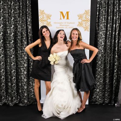 Personalized Orange Monogram Photo Backdrop Banner