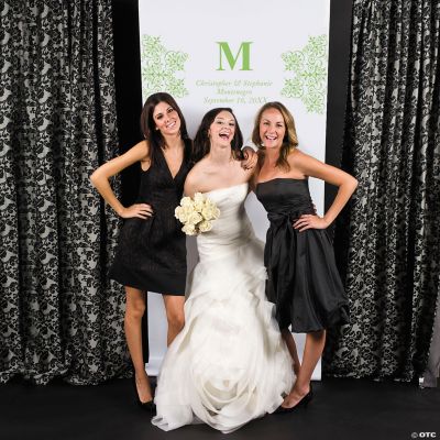 Personalized Lime Green Monogram Photo Backdrop Banner