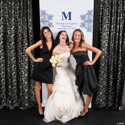 Personalized Blue Monogram Photo Backdrop Banner