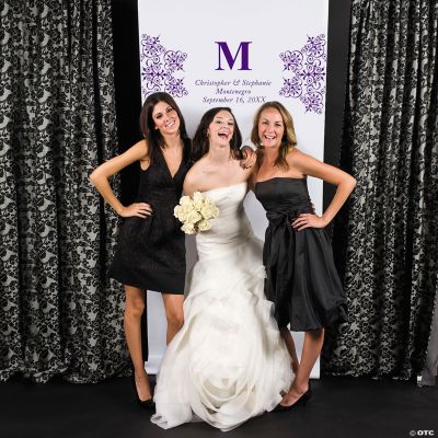 Personalized Purple Monogram Photo Backdrop Banner