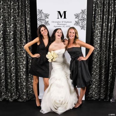 Personalized Black Monogram Photo Backdrop Banner