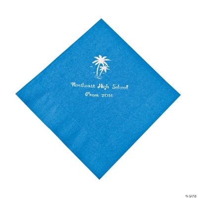 Personalized Palm Tree Blue Lunch Napkins