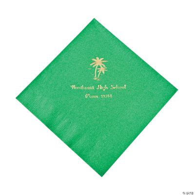 Personalized Palm Tree Green Lunch Napkins