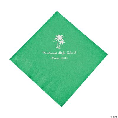 Personalized Palm Tree Green Lunch Napkins