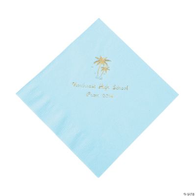 Personalized Palm Tree Light Blue Lunch Napkins