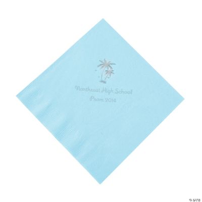 Personalized Palm Tree Light Blue Lunch Napkins