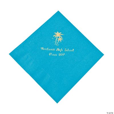 Personalized Palm Tree Turquoise Lunch Napkins