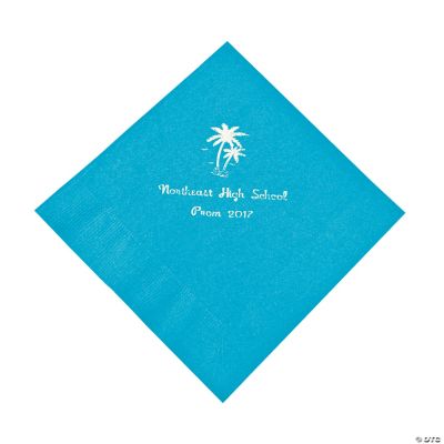 Personalized Palm Tree Turquoise Lunch Napkins