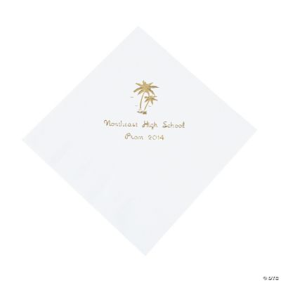 Personalized Palm Tree White Lunch Napkins