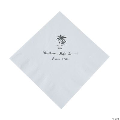 Personalized Palm Tree White Lunch Napkins