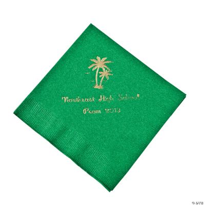 Personalized Palm Tree Green Beverage Napkins