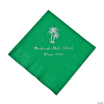 Personalized Palm Tree Green Beverage Napkins