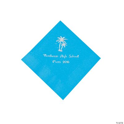 Personalized Palm Tree Turquoise Beverage Napkins