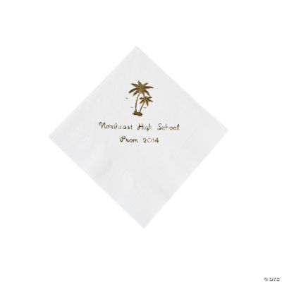 Personalized Palm Tree White Beverage Napkins