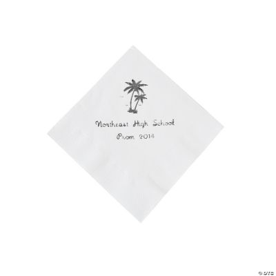 Personalized Palm Tree White Beverage Napkins